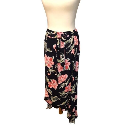 Japna navy floral wrap asymmetrical skirt - Picture 2 of 6